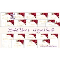 Red roses Bridal Shower games bundle,red flowers Bridal Shower games package,(016)